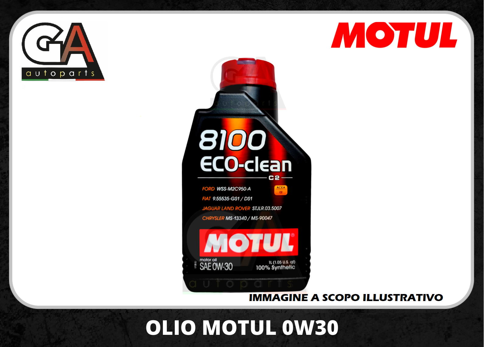 1 lt Motul 8100 Eco-Clean 0W30 Olio Motore 100% Sintetico ACEA C2 API SN  102888