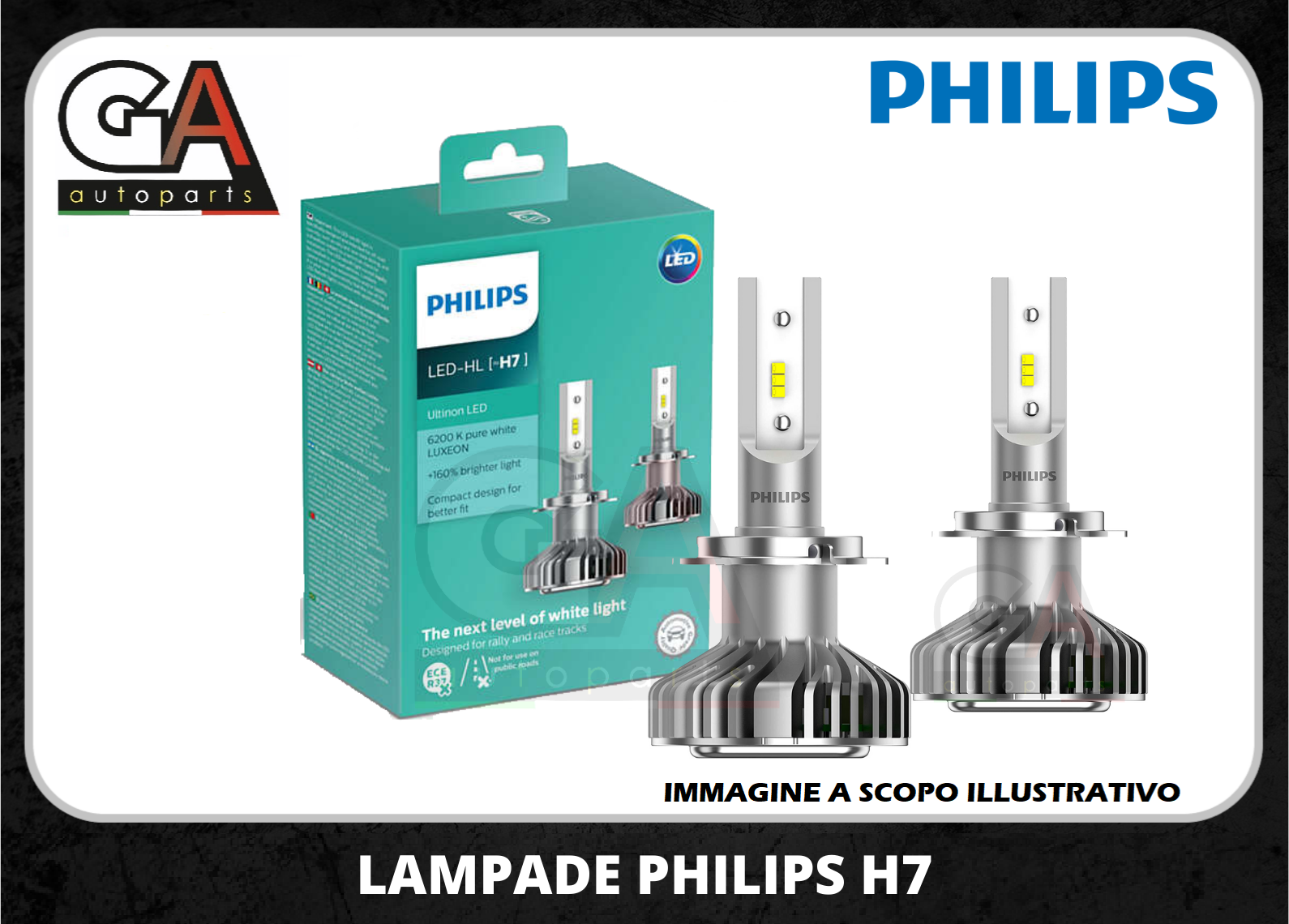 Philips h7 led x-treme ultinon 6200K +160% 12V coppia lampade