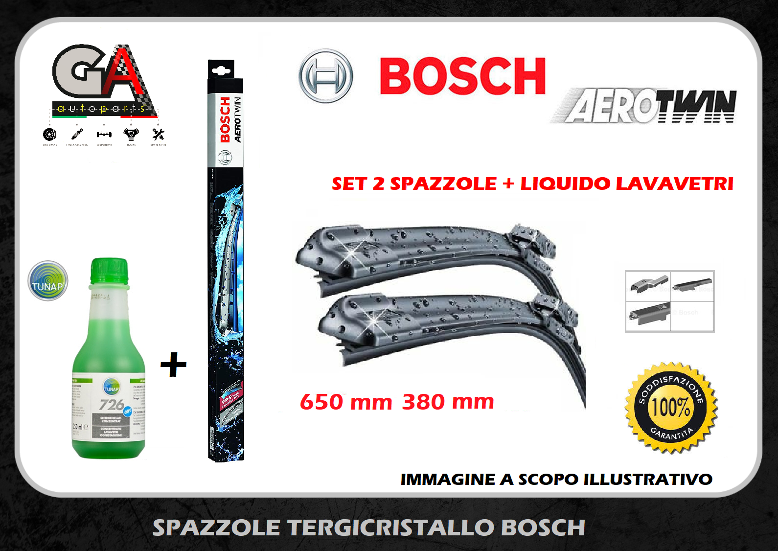 Kit tergicristalli BOSCH aerotwin FIAT Grande Punto Evo set 2  spazzole+lavavetro - Ricambi Auto GAutopartsProdotto